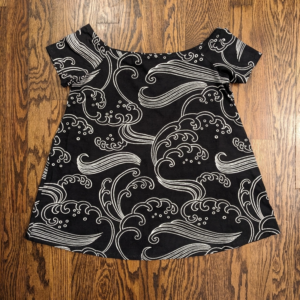 Always A.line Hawaii Short Sleeve Off the Shoulder Top - Crest Wave - Small